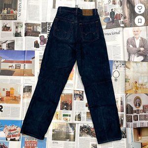 WASH 2 WEAR navy blue authentic leather high-waisted wide-leg suede pants